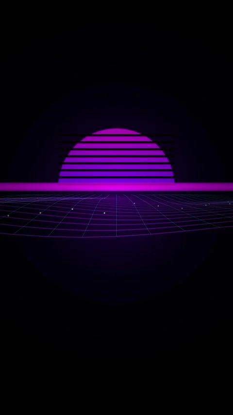 Abstract Neon Synthwave Glow Arc on Black Background for Retro Futuristic V.. Stock Footage 344935269