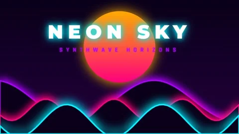 Abstract neon synthwave graphic with glowing waves and vibrant digital retr.. Stock Footage 337577625