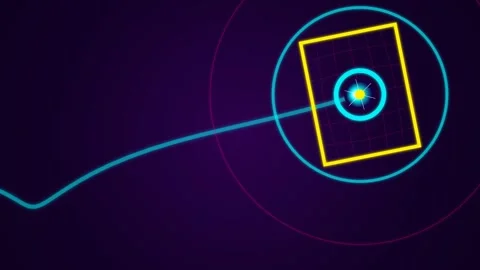 Abstract Neon Target Transition with Retro Geometric Shapes and Glowing Light Stock Footage 337702262