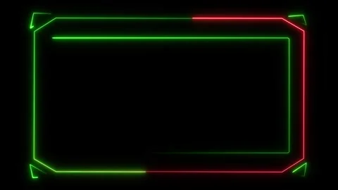Abstract neon tech frame border on black background with glowing green and .. 動画素材 337368308