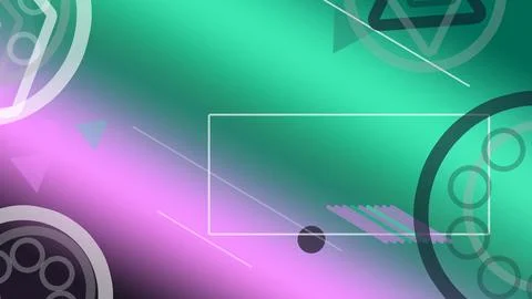 Abstract neon tech interface overlays float over a misty green and violet b.. Stock Illustration