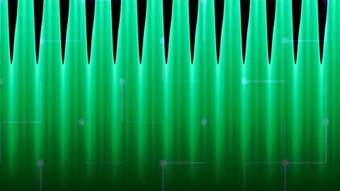 Abstract neon technology backdrop: Yellow green wave patterns and circuit b.. 動画素材 336535490