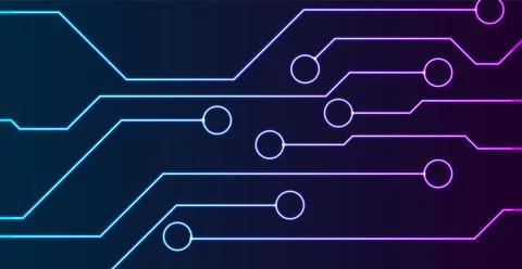 Abstract neon technology background with circuit board lines Stock Illustration