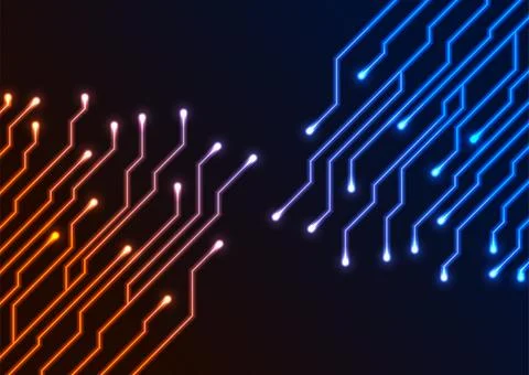 Abstract neon technology background with circuit board lines 스톡 일러스트