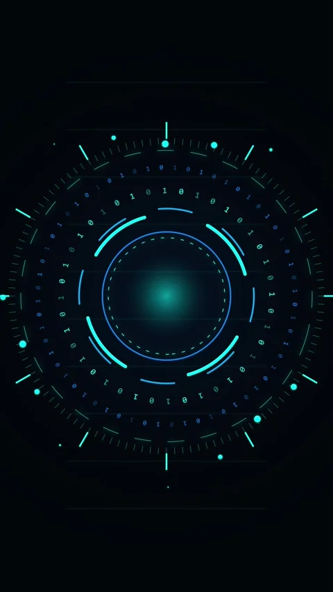Abstract neon technology background with glowing digital data lines and fut.. Stock Footage 344933827