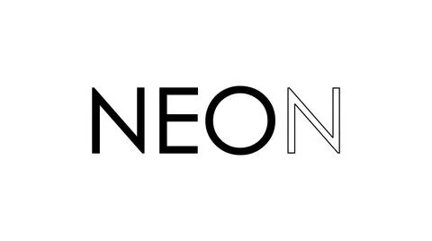 Abstract NEON text written isolated on a plain simple background. Trendy Text Ilustração Stock