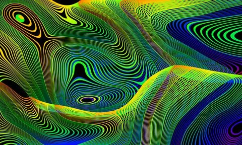 Abstract neon topographic wave background. Digital liquid flow pattern with.. イラスト素材