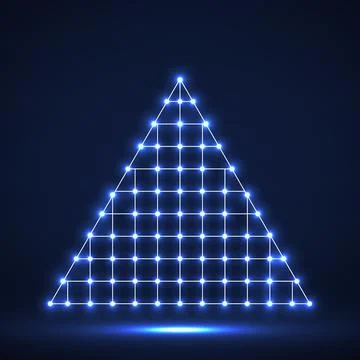 Abstract neon triangle with glowing grid. Vector geometric element Stock Illustration