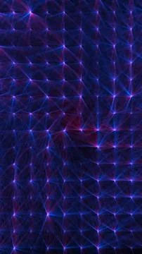 Abstract neon triangle grid with blue and magenta glowing nodes forming a f.. Stockillustratie