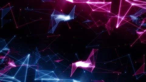 Abstract Neon Triangle Network – Pink Blue Digital Connection Stock-Footage 332709877