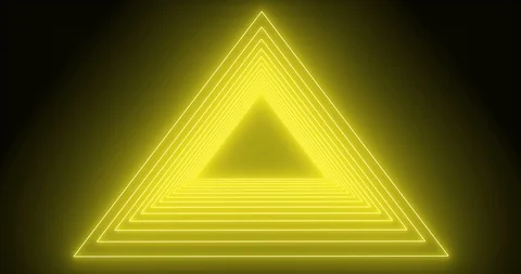 Abstract neon triangle or pyramid frame drawing on the dark background and Stock Footage 104512637