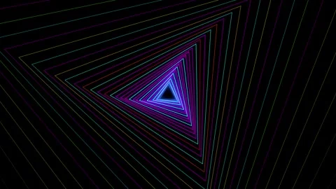 Abstract Neon Triangle Tunnel Animation Loop Stock Footage 344607653