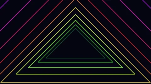 Abstract neon triangle tunnel animation loop Stock Footage 345012867