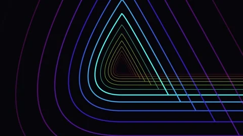 Abstract neon triangle tunnel animation loop Stock Footage 345013382