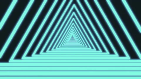 Abstract neon triangle tunnel motion background. Digital tunnel of triangles Stock Footage 138901566