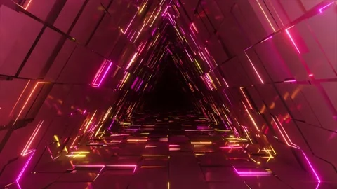 Abstract neon triangle tunnel technological. Endless animated background. Modern Stock Footage 161187136