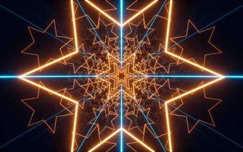 Abstract neon tunnel, 3d rendering. Stock Illustration