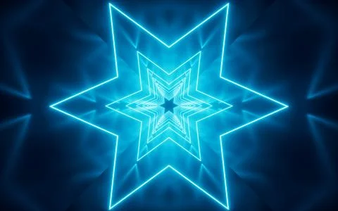 Abstract neon tunnel, 3d rendering. Stock Illustration