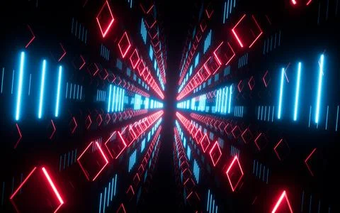 Abstract neon tunnel, 3d rendering. Stock Illustration