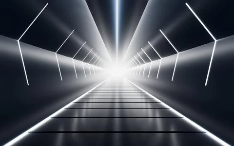 Abstract neon tunnel, 3d rendering. Stock Illustration
