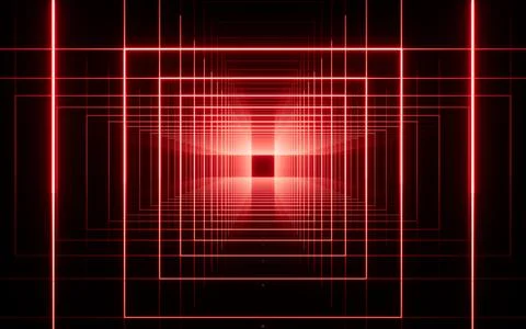 Abstract neon tunnel, 3d rendering. Stock Illustration