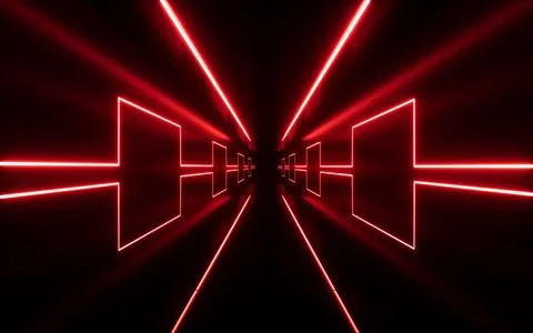 Abstract neon tunnel, 3d rendering. Stock Illustration