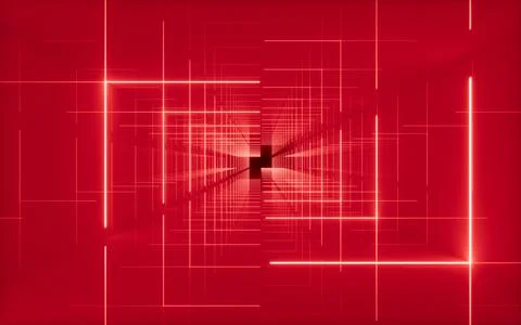 Abstract neon tunnel, 3d rendering. Stock Illustration