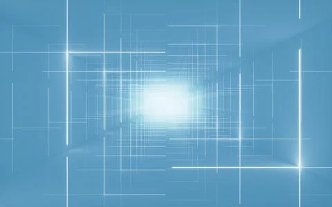 Abstract neon tunnel, 3d rendering. Stock Illustration