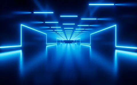 Abstract neon tunnel, 3d rendering. Stock Illustration