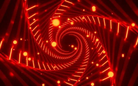 Abstract neon tunnel background, 3d rendering. Stock Illustration