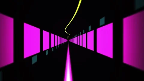Abstract Neon Tunnel with Glowing Lines and Geometric Shapes. Stock Footage 333918215