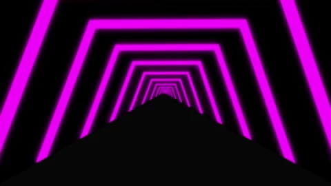Abstract Neon Tunnel Pattern with Black Background Stock Footage 340047321