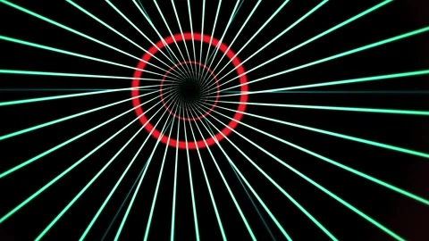 Abstract Neon Tunnel with Red Circle Vortex Effect. 스톡 동영상 334501857