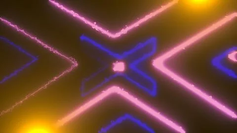 Abstract neon tunnel with reflection computer generated background 3D rendering Stock Photos