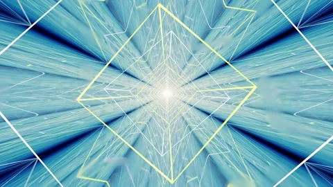 Abstract neon tunnel with reflective mirror walls Stock Footage 338252134