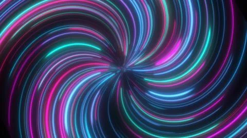 Abstract neon vortex of flowing magenta and cyan light trails Illustrazione stock
