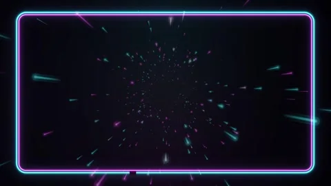 Abstract Neon Warp Speed Motion Background with Glowing Frame Stock Footage 340195088