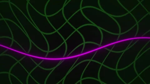 Abstract Neon Wave Flowing Through Digital Network Grid. Stock Footage 334501951