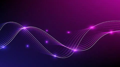 Abstract neon wave lines on dark background. Design for futuristic, fiber o.. Illustrazione stock