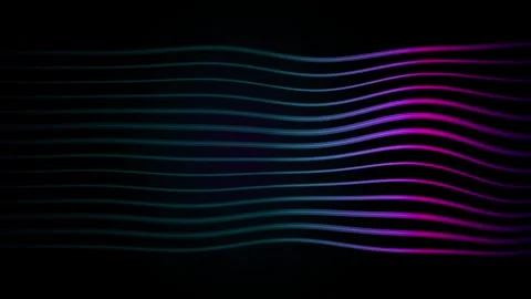 Abstract Neon Wave Lines Flowing in Blue and Magenta on Black Vídeo Stock 344685919