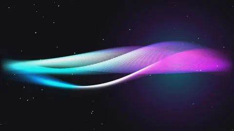 Abstract neon wave motion on dark background with floating particles loopin.. Stock Footage 340852155