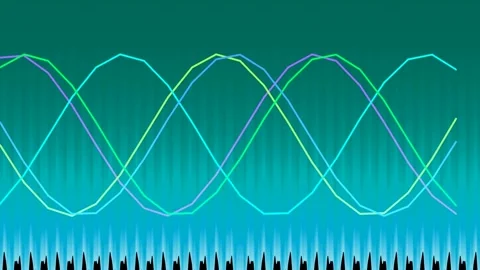 Abstract Neon Wave Pattern Background Loop for Music Visualization and Tech.. Stockbeeldmateriaal 339352436