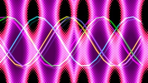 Abstract Neon Wave Pattern Loop Background - Tech Visualization Grid Stock Footage 337497479