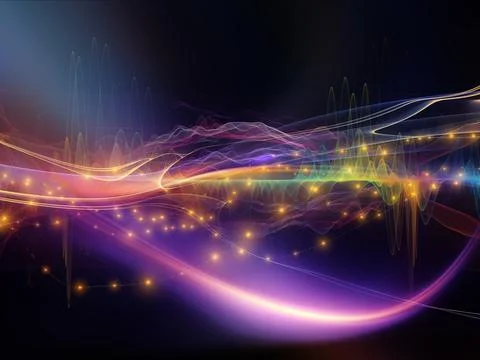 Abstract Neon Waveform with Colorful Light Trails Stock-Illustration