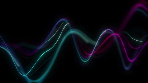 Abstract Neon Waveform Lines. Multicolor Blue Pink Purple Glow. Luminous Fi.. 스톡 동영상 333708546