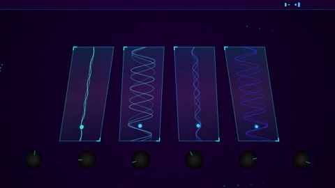 Abstract Neon Waveform Visualization: Digital Sound Waves and Data Flow Stock Footage 347562497