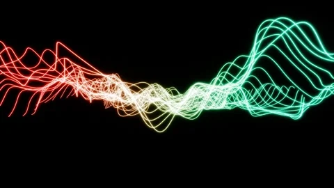 Abstract neon waves, colorful lines and transitions on black background Stock Footage 270237154
