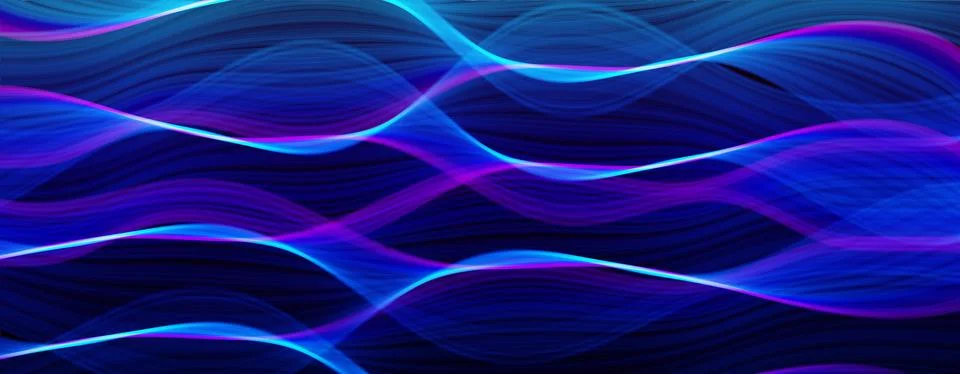 Abstract Neon Waves Technology Background Light Flow Digital Motion Glowing Blue Stock Illustration