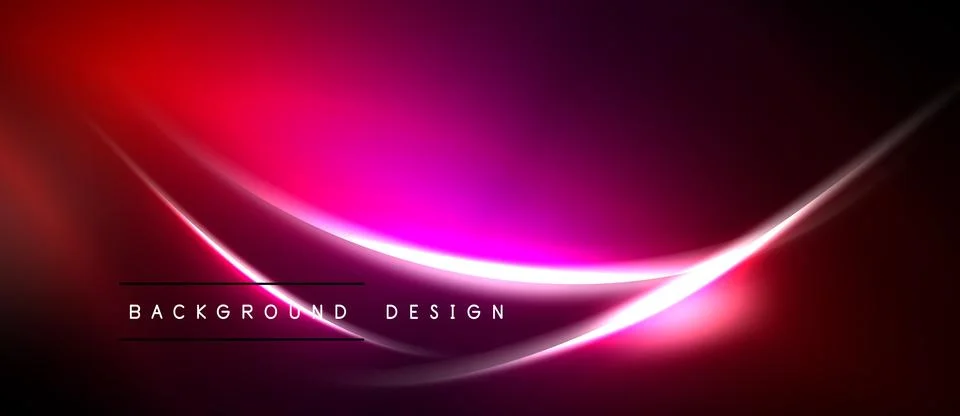 Abstract neon waves, vibrant pinks, reds over black background. Modern design イラスト素材