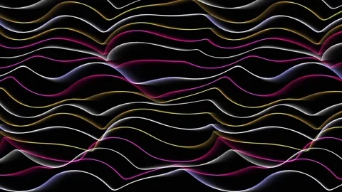 Abstract Neon Wavy Lines Flowing Seamlessly on a Dark Background Stock-Footage 334958985